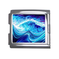 Tsunami Waves Ocean Sea Nautical Nature Abstract Blue Water Mega Link Italian Charm (18mm) by Jancukart