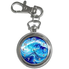 Tsunami Waves Ocean Sea Nautical Nature Abstract Blue Water Key Chain Watches by Jancukart