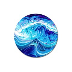 Tsunami Waves Ocean Sea Nautical Nature Abstract Blue Water Magnet 3  (round)