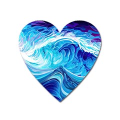 Tsunami Waves Ocean Sea Nautical Nature Abstract Blue Water Heart Magnet