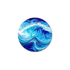 Tsunami Waves Ocean Sea Nautical Nature Abstract Blue Water Golf Ball Marker by Jancukart