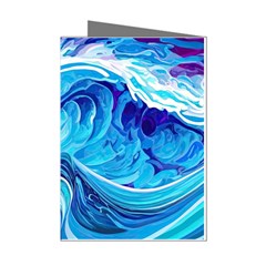 Tsunami Waves Ocean Sea Nautical Nature Abstract Blue Water Mini Greeting Cards (pkg Of 8)