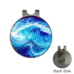 Tsunami Waves Ocean Sea Nautical Nature Abstract Blue Water Hat Clips With Golf Markers by Jancukart