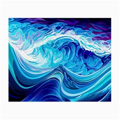 Tsunami Waves Ocean Sea Nautical Nature Abstract Blue Water Small Glasses Cloth