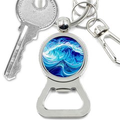 Tsunami Waves Ocean Sea Nautical Nature Abstract Blue Water Bottle Opener Key Chain