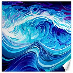 Tsunami Waves Ocean Sea Nautical Nature Abstract Blue Water Canvas 12  X 12  by Jancukart