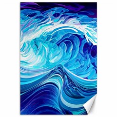 Tsunami Waves Ocean Sea Nautical Nature Abstract Blue Water Canvas 12  X 18 