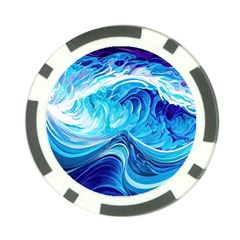 Tsunami Waves Ocean Sea Nautical Nature Abstract Blue Water Poker Chip Card Guard by Jancukart