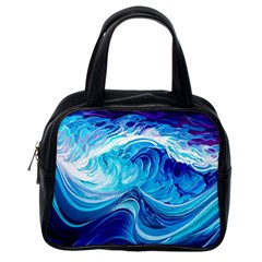 Tsunami Waves Ocean Sea Nautical Nature Abstract Blue Water Classic Handbag (one Side) by Jancukart