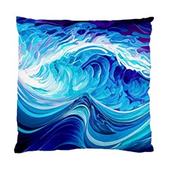 Tsunami Waves Ocean Sea Nautical Nature Abstract Blue Water Standard Cushion Case (one Side) by Jancukart