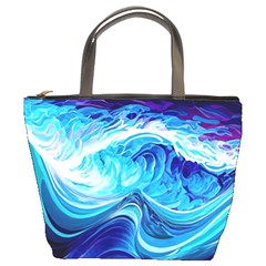 Tsunami Waves Ocean Sea Nautical Nature Abstract Blue Water Bucket Bag by Jancukart