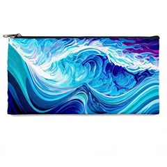 Tsunami Waves Ocean Sea Nautical Nature Abstract Blue Water Pencil Case