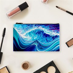 Tsunami Waves Ocean Sea Nautical Nature Abstract Blue Water Cosmetic Bag (small) by Jancukart