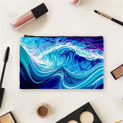 Tsunami Waves Ocean Sea Nautical Nature Abstract Blue Water Cosmetic Bag (medium) by Jancukart