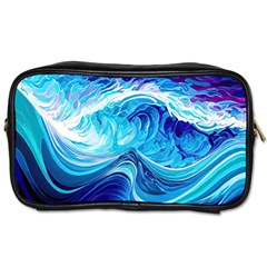 Tsunami Waves Ocean Sea Nautical Nature Abstract Blue Water Toiletries Bag (one Side) by Jancukart