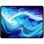 Tsunami Waves Ocean Sea Nautical Nature Abstract Blue Water Fleece Blanket (Large) 80 x60  Blanket Front