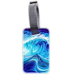 Tsunami Waves Ocean Sea Nautical Nature Abstract Blue Water Luggage Tag (two Sides)