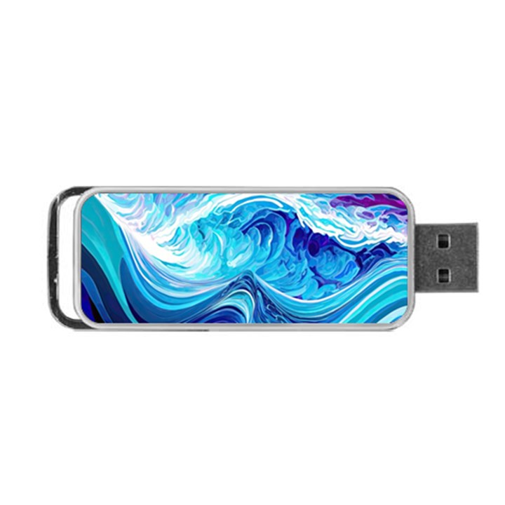 Tsunami Waves Ocean Sea Nautical Nature Abstract Blue Water Portable USB Flash (Two Sides)