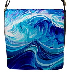 Tsunami Waves Ocean Sea Nautical Nature Abstract Blue Water Flap Closure Messenger Bag (s) by Jancukart