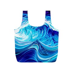 Tsunami Waves Ocean Sea Nautical Nature Abstract Blue Water Full Print Recycle Bag (s) by Jancukart