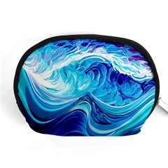 Tsunami Waves Ocean Sea Nautical Nature Abstract Blue Water Accessory Pouch (medium) by Jancukart