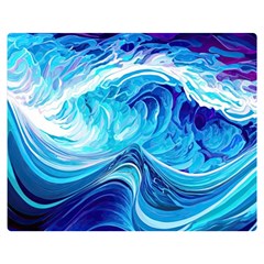 Tsunami Waves Ocean Sea Nautical Nature Abstract Blue Water Two Sides Premium Plush Fleece Blanket (medium) by Jancukart