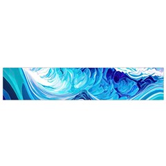 Tsunami Waves Ocean Sea Nautical Nature Abstract Blue Water Small Premium Plush Fleece Scarf