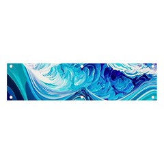 Tsunami Waves Ocean Sea Nautical Nature Abstract Blue Water Banner And Sign 4  X 1  by Jancukart