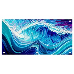 Tsunami Waves Ocean Sea Nautical Nature Abstract Blue Water Banner And Sign 4  X 2  by Jancukart