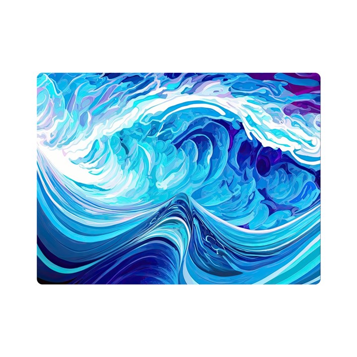 Tsunami Waves Ocean Sea Nautical Nature Abstract Blue Water Premium Plush Fleece Blanket (Mini)