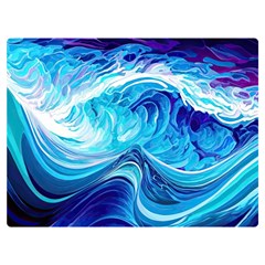 Tsunami Waves Ocean Sea Nautical Nature Abstract Blue Water Two Sides Premium Plush Fleece Blanket (extra Small) by Jancukart