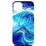 Tsunami Waves Ocean Sea Nautical Nature Abstract Blue Water iPhone 14 Plus Black UV Print Case Front