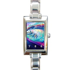 Waves Ocean Sea Tsunami Nautical Nature Water Rectangle Italian Charm Watch by Jancukart