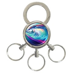 Waves Ocean Sea Tsunami Nautical Nature Water 3-ring Key Chain by Jancukart