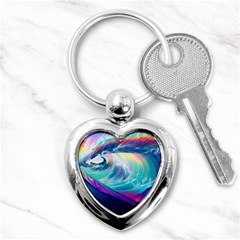 Waves Ocean Sea Tsunami Nautical Nature Water Key Chain (heart) by Jancukart