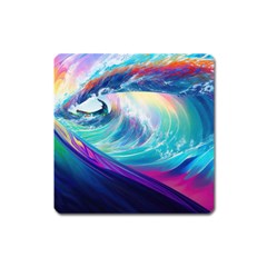 Waves Ocean Sea Tsunami Nautical Nature Water Square Magnet by Jancukart