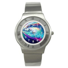 Waves Ocean Sea Tsunami Nautical Nature Water Stainless Steel Watch by Jancukart