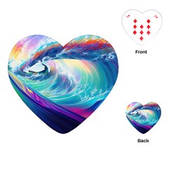 Waves Ocean Sea Tsunami Nautical Nature Water Playing Cards Single Design (heart)