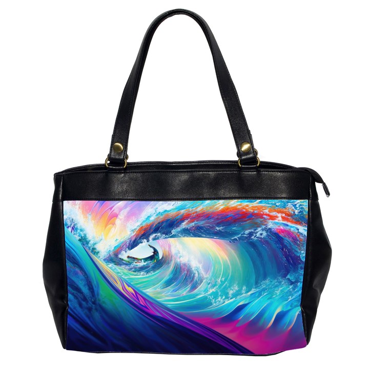 Waves Ocean Sea Tsunami Nautical Nature Water Oversize Office Handbag (2 Sides)