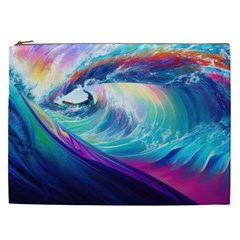 Waves Ocean Sea Tsunami Nautical Nature Water Cosmetic Bag (xxl) by Jancukart