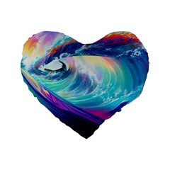 Waves Ocean Sea Tsunami Nautical Nature Water Standard 16  Premium Heart Shape Cushions