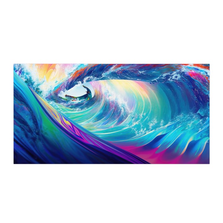 Waves Ocean Sea Tsunami Nautical Nature Water Satin Wrap 35  x 70 