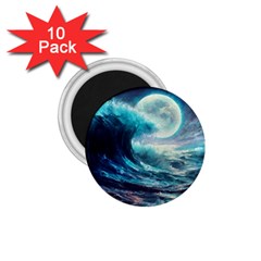 Tsunami Waves Ocean Sea Nautical Nature Water 4 1 75  Magnets (10 Pack) 