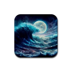 Tsunami Waves Ocean Sea Nautical Nature Water 4 Rubber Coaster (square) by Jancukart