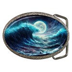 Tsunami Waves Ocean Sea Nautical Nature Water 4 Belt Buckles Front