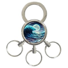 Tsunami Waves Ocean Sea Nautical Nature Water 4 3-ring Key Chain by Jancukart