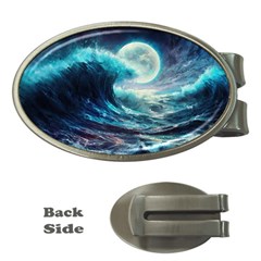 Tsunami Waves Ocean Sea Nautical Nature Water 4 Money Clips (oval)  by Jancukart