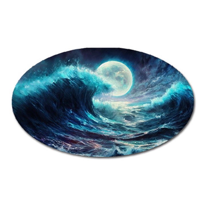 Tsunami Waves Ocean Sea Nautical Nature Water 4 Oval Magnet