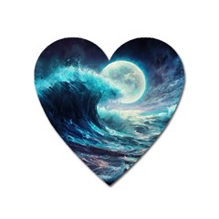 Tsunami Waves Ocean Sea Nautical Nature Water 4 Heart Magnet by Jancukart