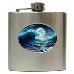 Tsunami Waves Ocean Sea Nautical Nature Water 4 Hip Flask (6 Oz)